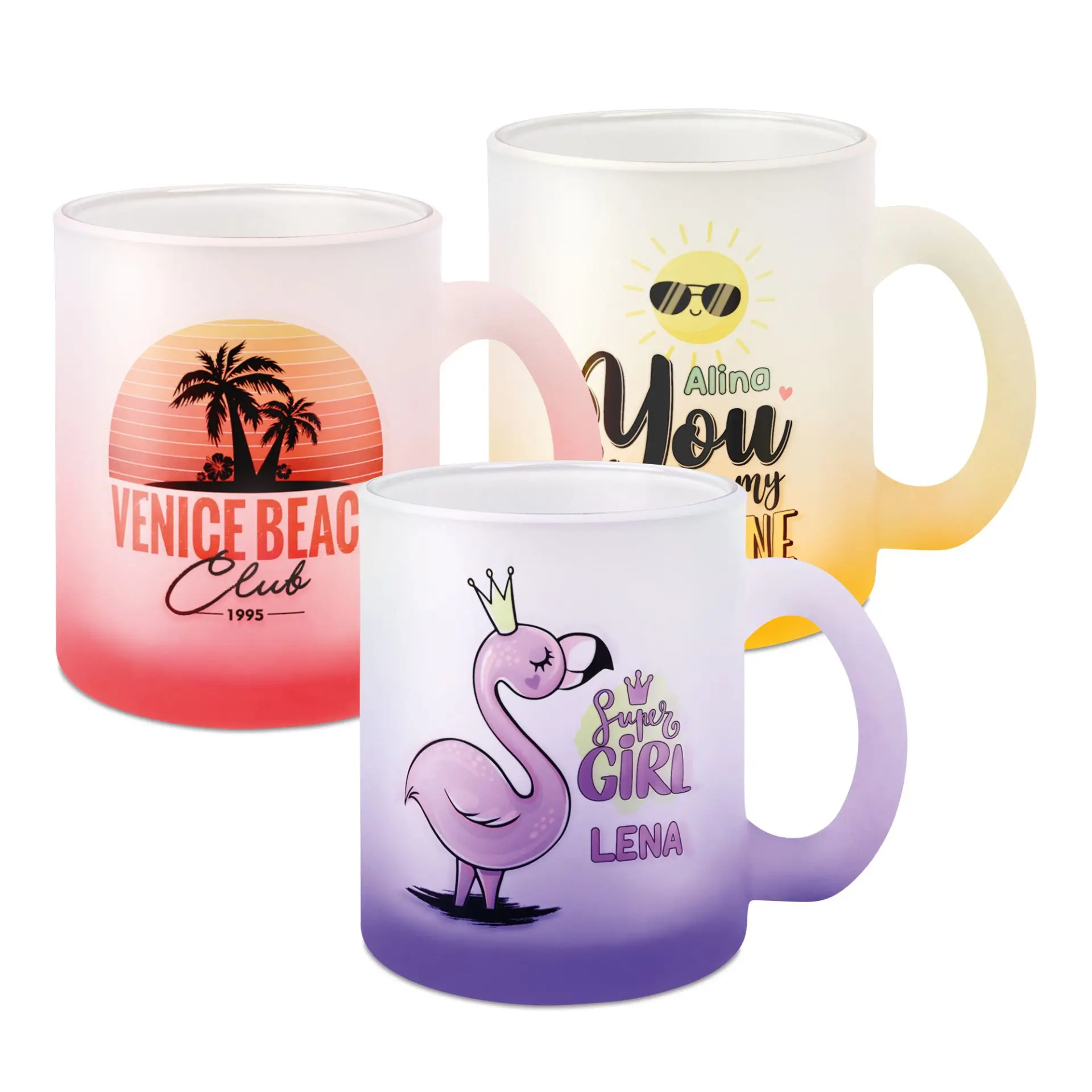 Glastasse mit Farbverlauf inkl. Veredelung